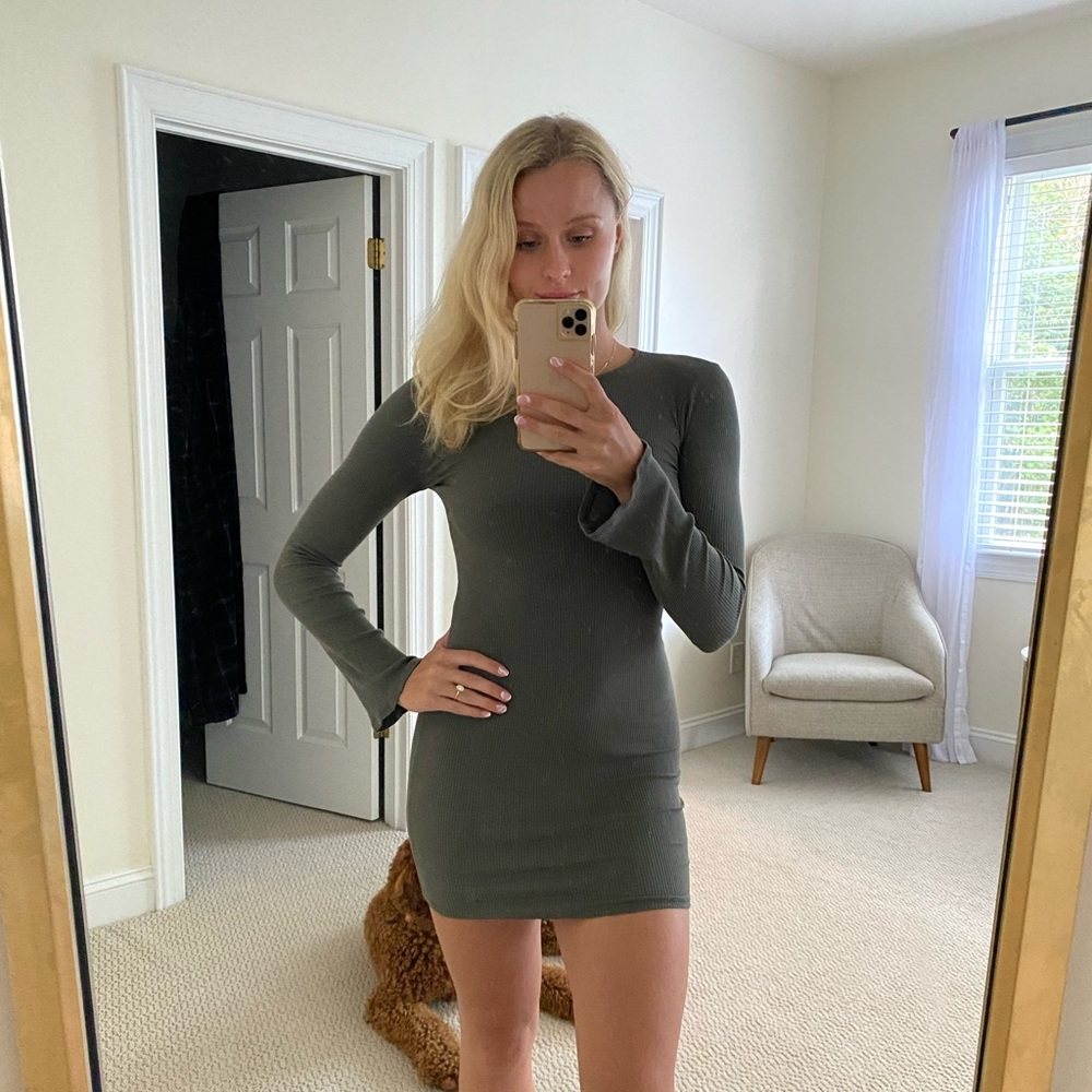 Bodycon Green Ribbed Dress